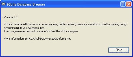 SQLite Database Browser About